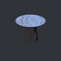 Stylish Round Marble Top Dining Table With Modern Wooden Legs Design