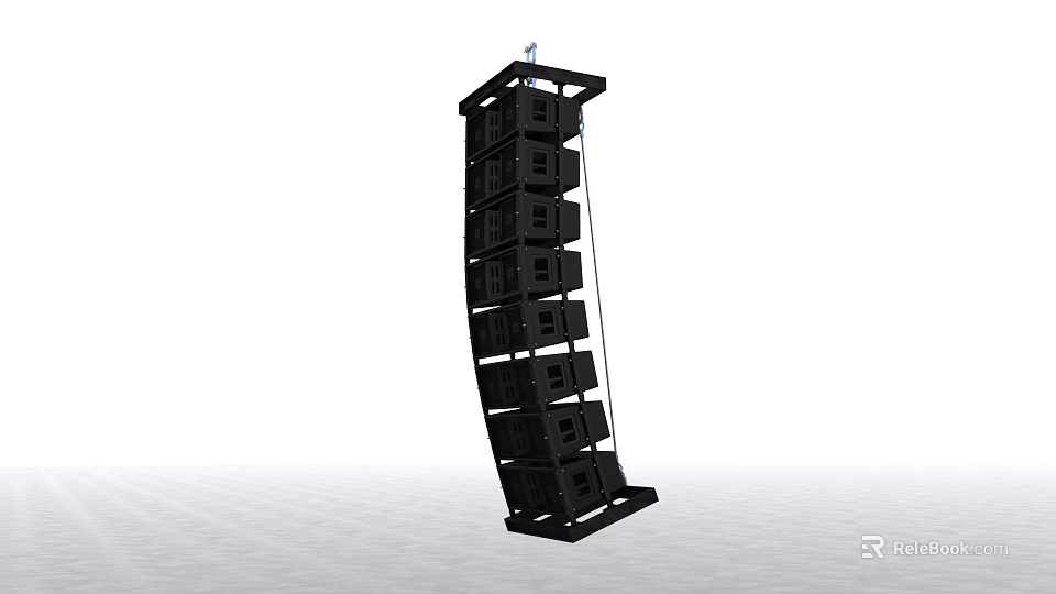 Professional Black Stacked Line Array Audio Speakers For Stage Performance Sound System 3d model 