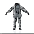 White Full Body Spacesuit With Detailed Pockets And Badge Design Elements 3d model