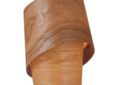 Modern Wooden Table Lamp With Curved Shade Natural Wood Grain And Warm Light 3d model