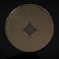 Decorative Round Metal Shield With Intricate Celtic Knots And Central Animal Head