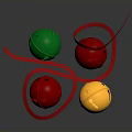 Colorful Household Bells In Red Green Yellow With Red Ribbons For Decoration