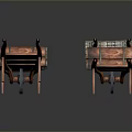Four Modern Chairs With Orange Metal Frame And Transparent Seat Design