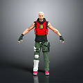 Man Wearing Red Vest with Number 3 Black Sleeveless Top Green Pants White Knee Pads