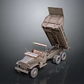Old Fashioned Military Style Dump Truck With Open Bed And Large Wheels