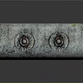 Cylindrical Industrial Tank With Two Bolted Caps On Top Rusted Surface Texture And Metal Stands