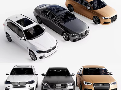 Various Colored Car Models Featuring Sedan And SUV Varieties On 3d model