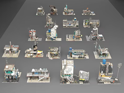 Commercial Street Building Models Featuring Various Shops Detailed Structures And Diverse Styles 3d model