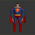 Man Wearing Superhero Costume With Blue Red Suit S Symbol And Red Cape