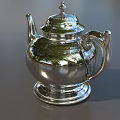 Elegant Silver Teapot Tableware Set With Shiny Metallic Finish And Classic Design 3d model