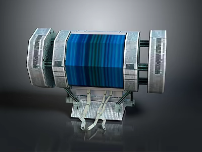 Electric Vehicle Battery Component With Silver Metal Casing And Blue Striped Core Structure 3d model