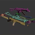 Modern Assault Rifles And Submachine Guns With Tactical Scopes And Magazines