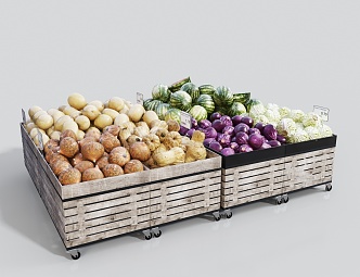 Modern Container Supermarket Fruit and Vegetable Container Display Rack 3d model