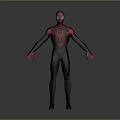 Spider Man Character Design With Black Red Suit And Web Pattern Mask