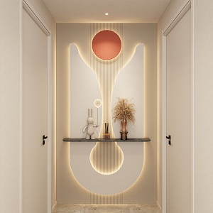 Cream Simple Style Arc Light Strip No Main Light Corridor End View Entrance 3d model