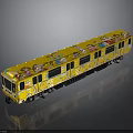 Yellow Toy Train Model With Colorful Cartoon Patterns And Detailed Exterior