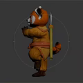 Red Panda Samurai Character In Martial Arts Pose With Sword Knife And Costume