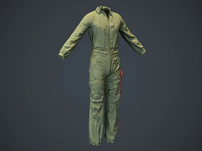 Green Long Sleeve Utility Jumpsuit With Multiple Pockets And Workwear Style 3d model Green Long Sleeve Utility Jumpsuit With Multiple Pockets And Workwear Style 3d model