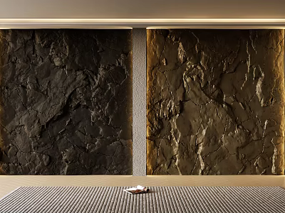 Textured Dark And Gold Stone Wall Panels For Modern Interior Decor 3d model