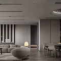 Modern Living And Dining Room Interior With Large Windows Sea View Sofa And Coffee Table
