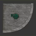 Traffic Light With Green Pole And Concrete Base Featuring Red Signal Light