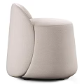 Beige Upholstered Stool With Modern Minimalist Design And Curved Shape