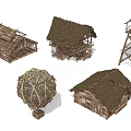Wooden Tower With Thatched Roof And Traditional Rural Architectural Design