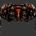 Horned Fantasy Warrior Character In Red Silver Armor With Skull Decorations And Dual Weapons