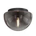 Modern Glass Shade Ceiling Light With Black Base Round Design and Vintage Bulb