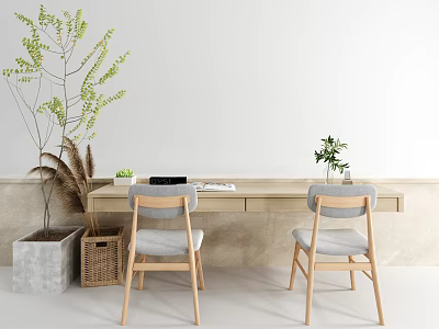 Quiet wind desk and chair 3d model