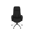 Black Leather Office Chair With High Back Ergonomic Design And Wheeled Metal Base