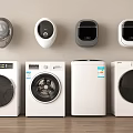 Various Modern Washing Machine Models Featuring Front Load Design and Control Units 3d model