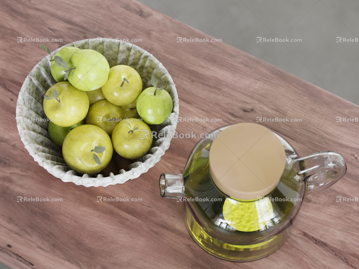 Modern Drinkers Fruit Ornaments Fruit Tray Teapot Apple 3d model