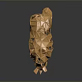 Golden Polygonal Bull Sculpture on Dark Background with Shiny Reflection