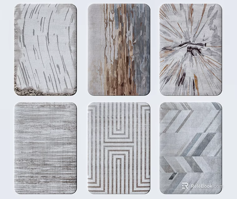 Square Rugs Featuring Various Textured Patterns And Modern Abstract Designs For Home 3d model