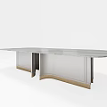 Modern Dining Table With Marble Top Black Surface And Gold Accent Base 3d model