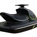 Sleek Black Wave Craft Yacht With Green Accent Stripes And Modern Design