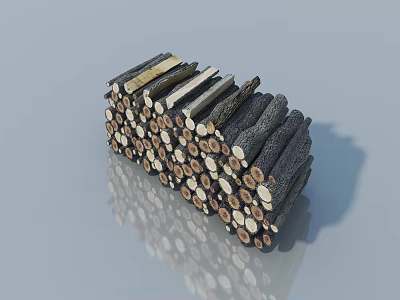 Wooden Swing Door Crafted From Stacked Natural Logs For Home Interior 3d model