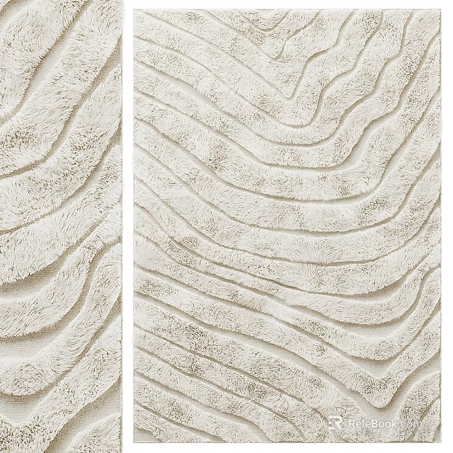 Light Colored Square Rug With Wavy Textures For Home Decor 3d model 
