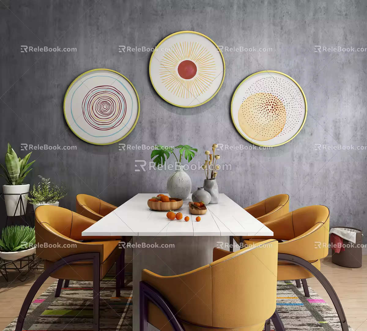 Modern Dining Table and Chair Combination 3d model