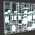 Modern Open Storage Shelving Unit With Metal Frame Wooden Shelves Clothes Bags Hats And Boxes
