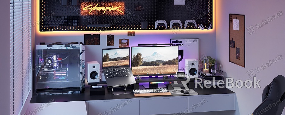 Computer Room E-sports Room Study Bedroom Studio Internet Cafe Internet Cafe Electronic Equipment model