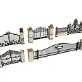 Elegant Wrought Iron Gates Featuring Stone Pillars And Intricate Decorative Designs