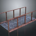 Outdoor Garden Patio Platform With Brown Metal Frame And Grid Mesh Floor
