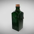 Green Medical Device Bottle With Cork Stopper Paper Label And Text Patterns