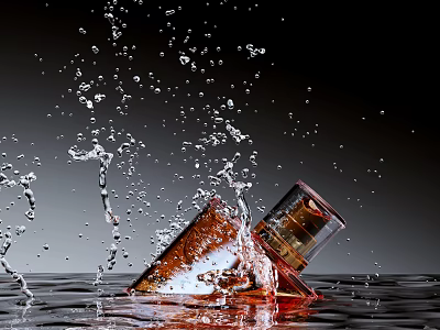 Shower gel splash e-commerce products water drops water splash shower gel shampoo essence liquid 3d model