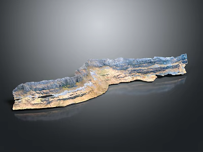 Realistic 3D Terrain Model Showcasing Mountain Landscape Layered Blue Brown Yellow Colors And Detailed Features 3d model
