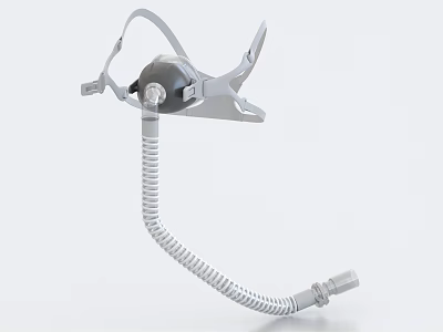 Professional Medical Device Respiratory Mask With Adjustable Head Strap And Flexible Tube 3d model