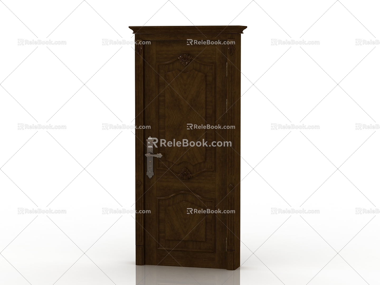 European-style interior door solid wood door 3d model