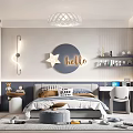 Modern Kids Room Interior With Hello Decor Star Accent Desk And Cozy Bed
